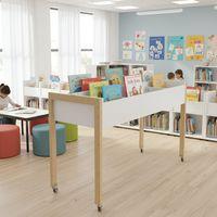 Bac à albums haut simple Ellipse structure hêtre massif avec roulettes - Image 2