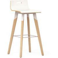 Tabouret blanc avec pieds en bois hêtre naturel - Image principale