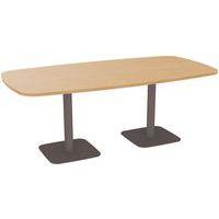 Table de réunion tonneau L200XP100 ép.25mm hêtre/anthracite - Image principale