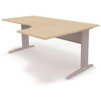 Bureau compact 90° retour droit L.160 cm chêne/alu Idol - Image principale