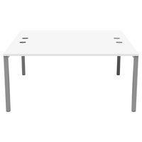 Bureau pied carré L160xP165 ép.25 mm blanc/gris alu - Image 2