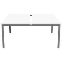Bureau pied carré L160xP165 ép.25 mm blanc/gris alu - Image 3