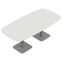 Table de réunion tonneau L200XP100 ép.25mm blanc/gris alu - Image 2