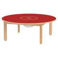 Table Lili ronde, plateau couleur avec bac, piétement bois hêtre - Image 2