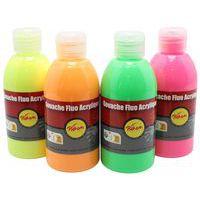 Assortiment de 4 flacons 250 ml gouache acrylique fluo Pichon - Image 2