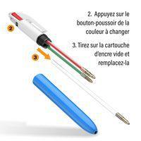 Recharge stylo BIC 4 couleurs pointe moyenne 1 mm bleu - Image 2