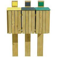 Ensemble 3 poubelles tri sélectif Fréhel 120L - pin traité - Image 2