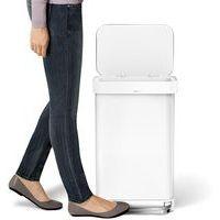 Poubelle à pédale rectangulaire inox 45L avec Liner Pocket, Coloris : Blanc - Image 4