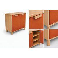 Meuble étagères Filou avec portes sur pieds orange de Sienne - Image 2