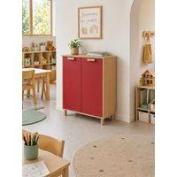 Meuble étagères Filou avec portes sur pieds rouge cerise - Image 3