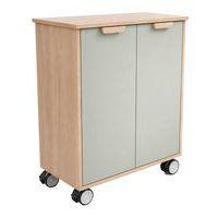 Meuble étagères Filou avec portes sur roulettes vert opale - Image 2