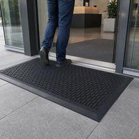 Tapis d'entrée extérieur en caoutchouc surface strié 90x150 Noir - Image 2