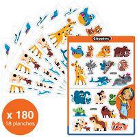 Lot de 18 planches de 180 maxi gommettes bébés animaux - Image principale