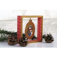 Cadre photo rond suspendu en bois à décorer 13 x 13 cm - Image 2