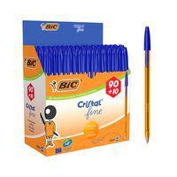 Stylo bille pointe fine Bic (Pack collectivité de 100) bleu - Image principale