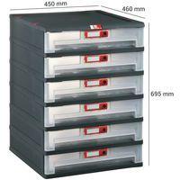 Bloc tiroir Mopla Sans roulettes 6 tiroirs 63 x 405 mm Noir thumbnail image 2