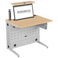 Bureau PLUG-IN écran sortie verticale plateau mélaminé 2 pieds époxy - 90x70 cm - Image 2