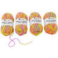 Set 4 pelotes fils acrylique multicolore fluo 50g - O-Color