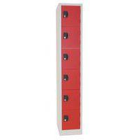 Vestiaire monobloc Modulo 6 cases 1 colonne de 300 mm, portes rouges - Image principale
