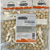 Sachet 575 perles bois brut différents diamètres - Ammi