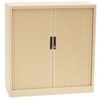 Armoire basse à rideaux lg 100 Ht 105 cm Beige 2 tablettes - Image principale