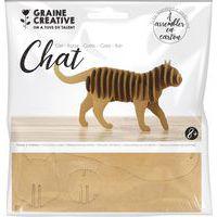 Maquette carton à assembler et décorer Chat - Graine créative