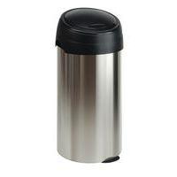 Poubelle ronde avec ouverture Touch 60L gris inox - Image principale