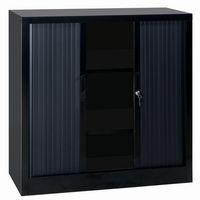 Armoire basse à rideaux en kit - Largeur 100 cm, Structure coloris : Anthracite - Image principale