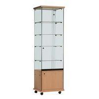 Vitrine Easy E6 - Avec armoire basse et éclairage socle Merisier - Image principale