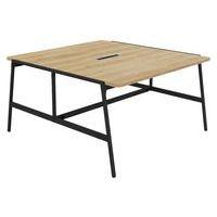 Table de réunion Alto 140x143x75 cm élec. Noir/chêne vieilli - Image principale