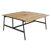 Table de réunion Alto 160x163x75 cm élec. Noir/chêne brut - Image principale