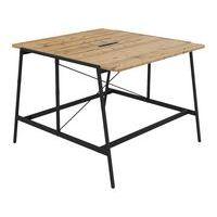 Table de réunion Alto 140x143x105 cm élec. Noir/chêne brut - Image principale