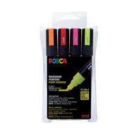 Boîte 4 markers fluo pointe moyenne - Posca