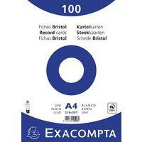 Fiches bristol uni non perforé 210 x 297mm blanc - Exacompta