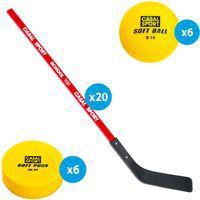 Matériel street hockey school - lot de 20 crosses + 6 balles + 6 palets - Image principale