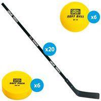 Matériel street hockey school bois 20 crosses + 6 balles + 6 palets-115cm - Image principale