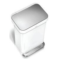 Poubelle à pédale rectangulaire inox 45L avec Liner Pocket, Coloris : Blanc thumbnail image 2