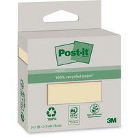 Bloc 100 feuilles recyclées 76 x76 mm couleur jaune pastel - Post-it