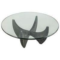 Table basse Harper plateau verre pieds chêne massif noir thumbnail image 2
