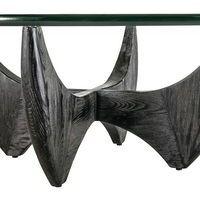 Table basse Harper plateau verre pieds chêne massif noir - Image 3