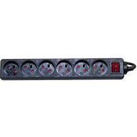 Multiprise 6 prises avec interrupteur noire - 1,5 m