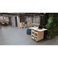 Ilot Wallis ONE 120x80x65 cm plateau mélaminé bouleau-blanc - sur roulettes thumbnail image 2