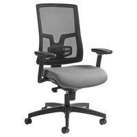 Fauteuil Oria pied noir accoudoirs dos résille assise gris - Image principale