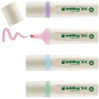 Boite 4 surligneurs ecoline biseautée couleurs pastels 24 - Edding