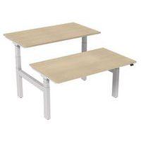 Bureau droit ergo Bench électrique 2 places Kelli Chêne 140 cm - Image principale