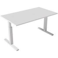 Bureau droit Kelli avec pied en T Blanc 140 cm Manivelle droite - Image principale