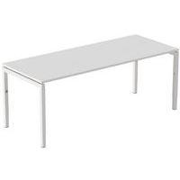Bureau droit Kelli ergonomique à manivelle Blanc 200 cm - Image principale