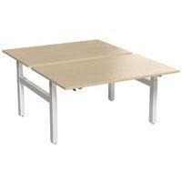 Bureau droit ergo Bench à manivelle 2 places pied en H Kelli Chêne 140 cm - Image principale