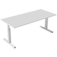 Bureau droit Kelli avec pied en T Blanc 180 cm Manivelle droite - Image principale