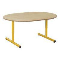Table réglable Chloé ovale pied dégag. latéral plat. hêtre - Mobidecor